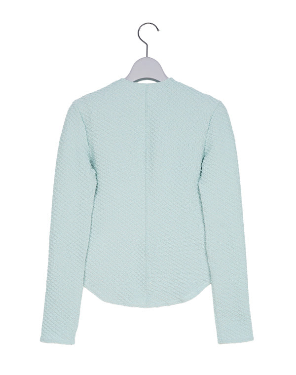 SALE】Shirring Jersey Jacquard Long Sleeve Top / 301165252003