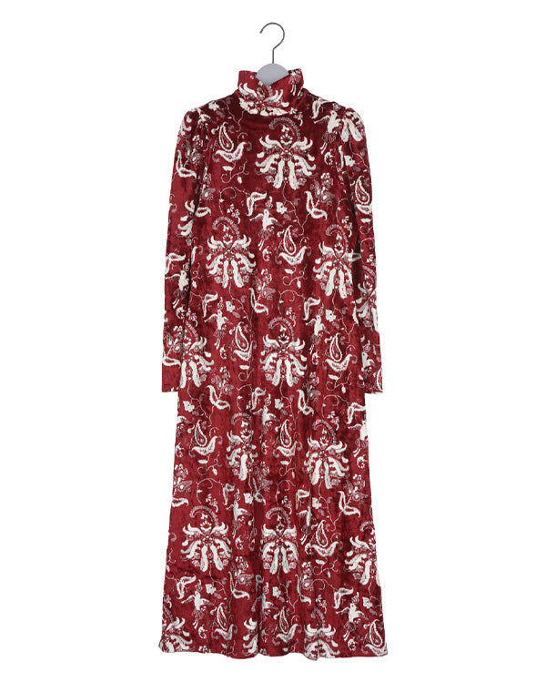 Mame Kurogouchi / Velour Jersey High Neck Dress