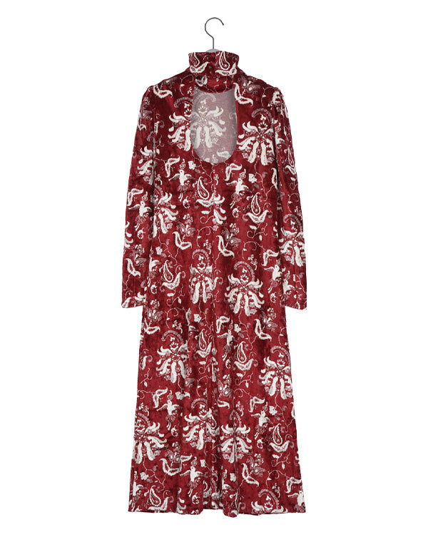 はまこ　レッドＭ Mame Kurogouchi / Velour Jersey High Neck Dress