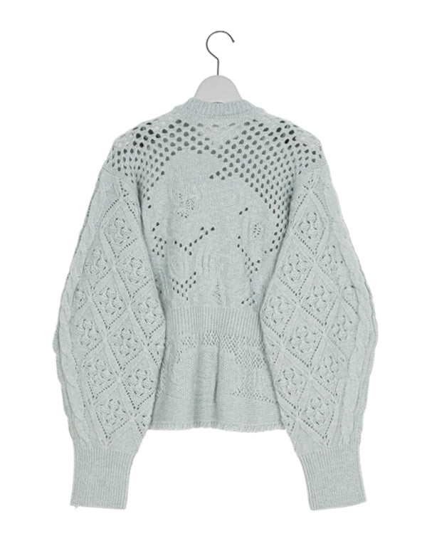 【新品未使用タグ付】 マメクロゴウチ HOLE KNITTED TOP Sサイズ Mame Kurogouchi / Multi Pattern Low Gauge Knitted Top