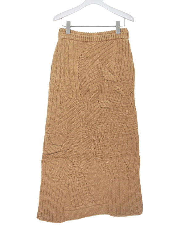 スカート Basket Motif Cable Stitch Knitted Skirt Mame Kurogouchi - Basket Motif Cable Stitch Knitted Skirt