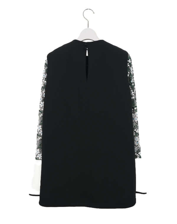 Mame Kurogouchi マメ クロゴウチ｜Floral Lace-Sleeve Classic Top