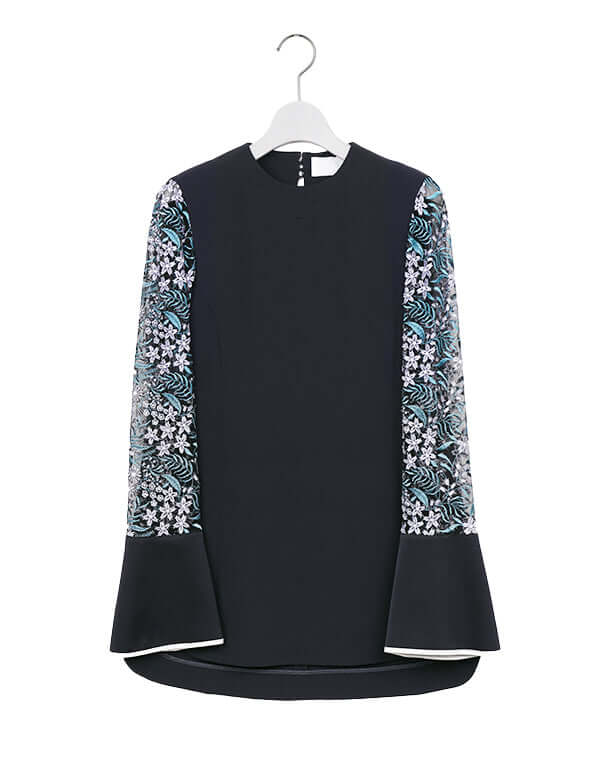 Floral Lace-Sleeve Classic Top / 301165251007 – satoseni