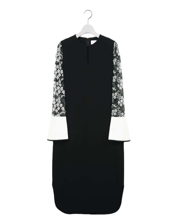 Floral Lace-Sleeve Classic Dress / 303165251005 – satoseni online