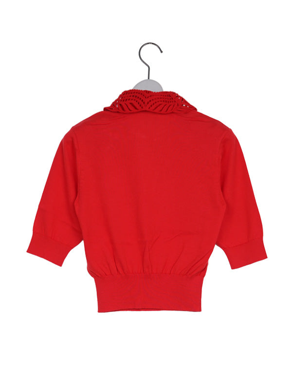 Embroidery Collar Knitted Top / 301165252002 – satoseni online