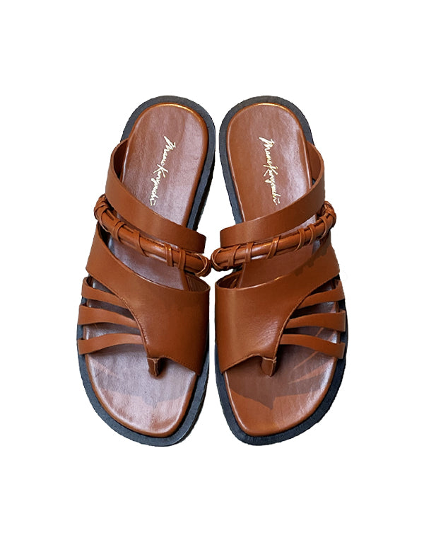 Plait Detailed Leather Sandals / 363165231001 – satoseni online