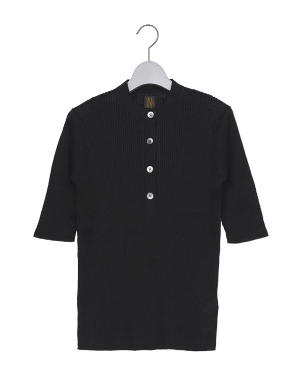 BATONER バトナー｜ Women CHOMA RIB HENLEY NECK HALF SLEEVE BN-26SL