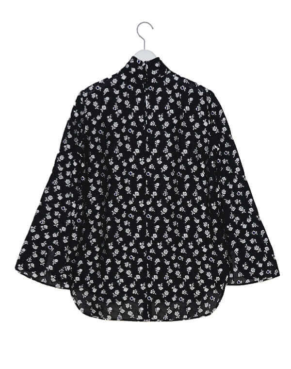 Mame Kurogouchi マメ クロゴウチ｜Floral Jacquard Hight Neck Blouse