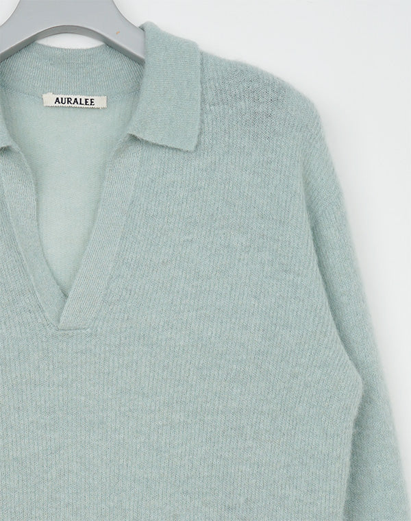 オーラリー BABY ALPACA POLO サイズ0 AURALEE オーラリー｜BABY SURI ALPACA SHEER KNIT SKIPPER POLO｜GEA