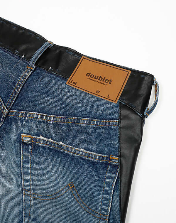 SALE】LEATHER COATING DENIM CHAPS PANTS / 317175251002 – satoseni