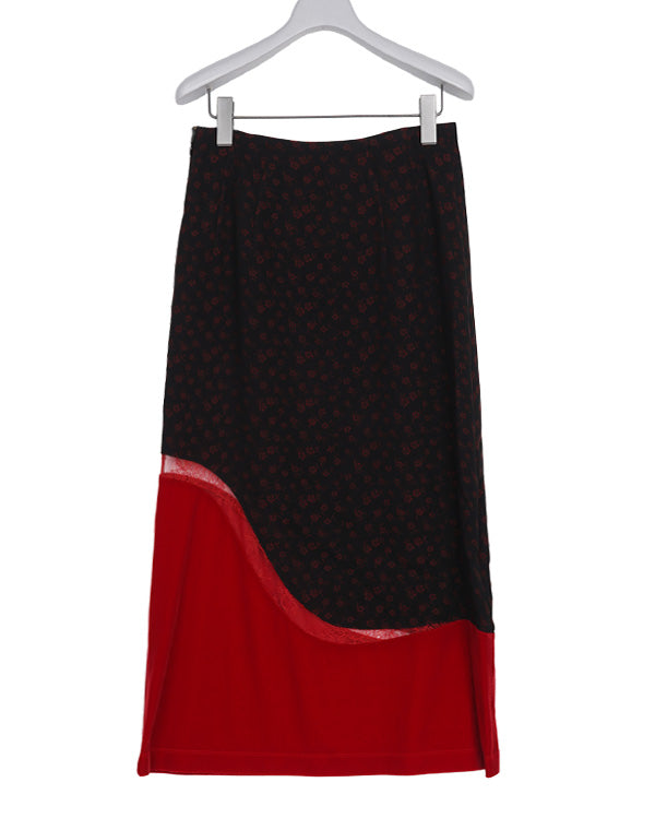 Cupro Triacetate Floral Jacquard Skirt / 320165252001 – satoseni