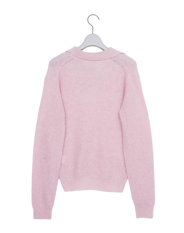 BABY SURI ALPACA SHEER KNIT SKIPPER POLO / 301178252002