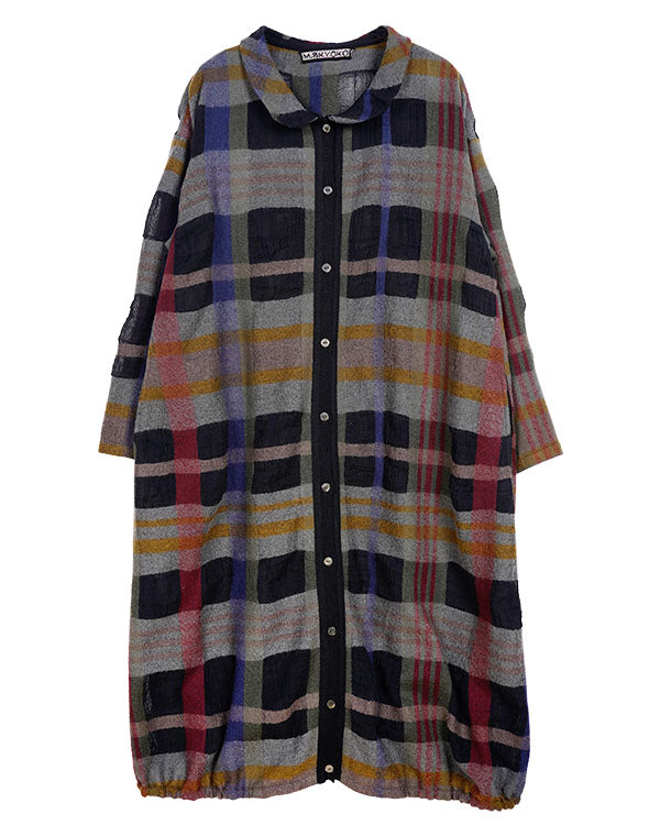 コットンウールチェック前開きワンピース / BDA01461WA – satoseni  