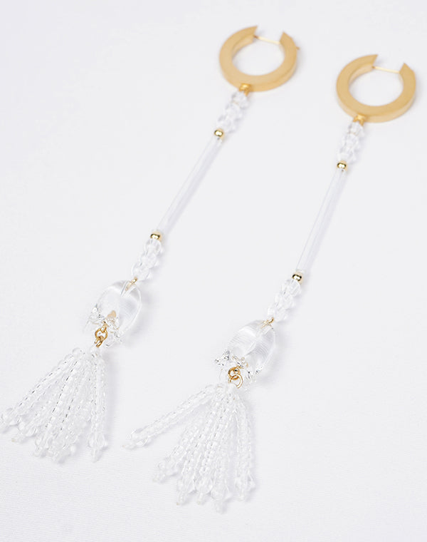Mame Kurogouchi / Floral Motif Long Glass Earrings / MM26FW-AC307