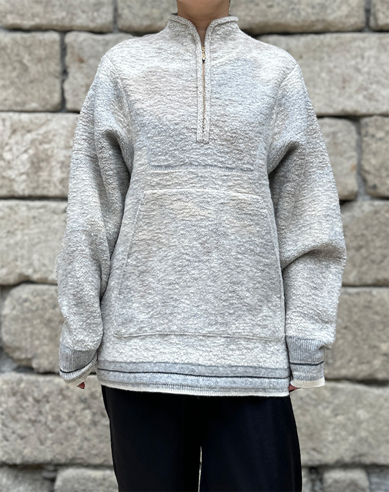 Mame Kurogouchi マメ クロゴウチ｜Pile Jacquard Half Zip Knit Top