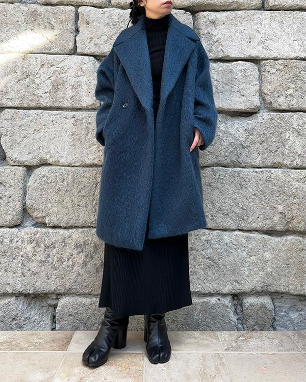 Gradient Dye Mohair Double-Breasted Coat