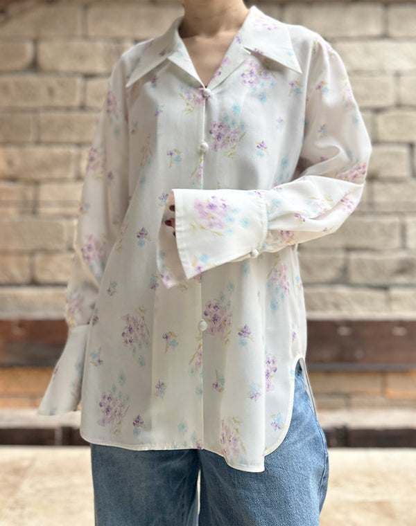 マメ26SS フローラルプリントシャツ Mame Kurogouchi マメ クロゴウチ｜Floral Motif Printed Shirt MM26SS