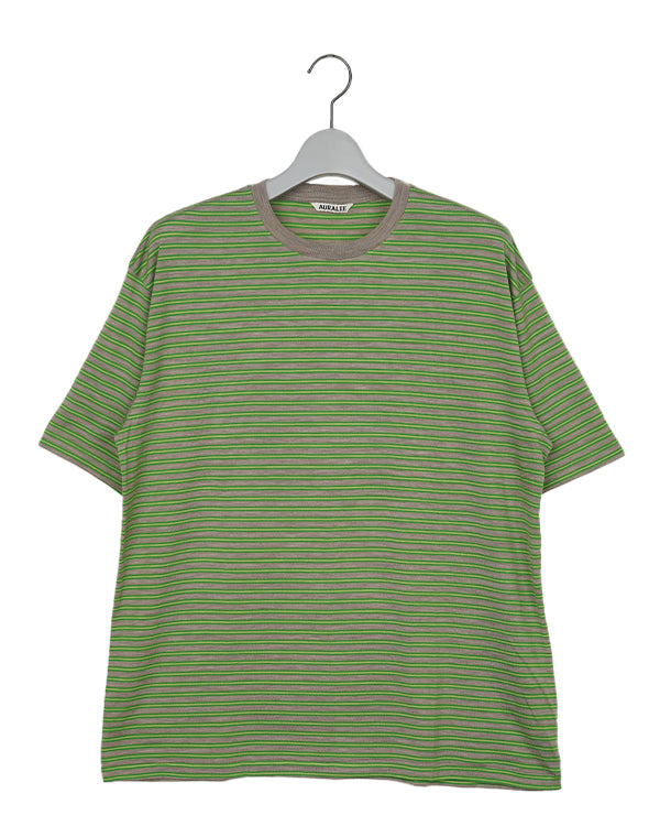 AURALEE / SOFT SMOOTH WOOL STRIPE JERSEY TEE / A26AT02BT