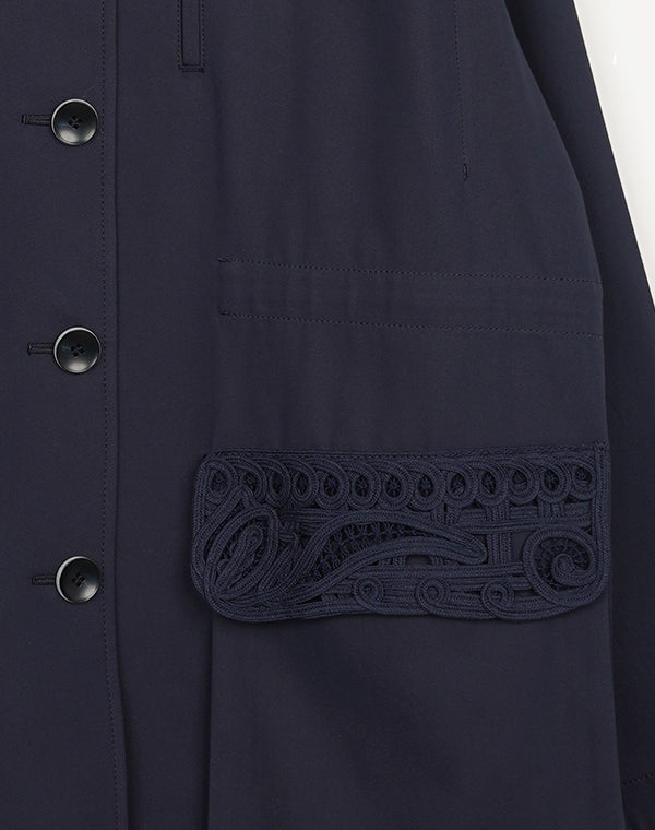 Mame Kurogouchi / Cording Embroidery Detailed Middle Length Jacket
