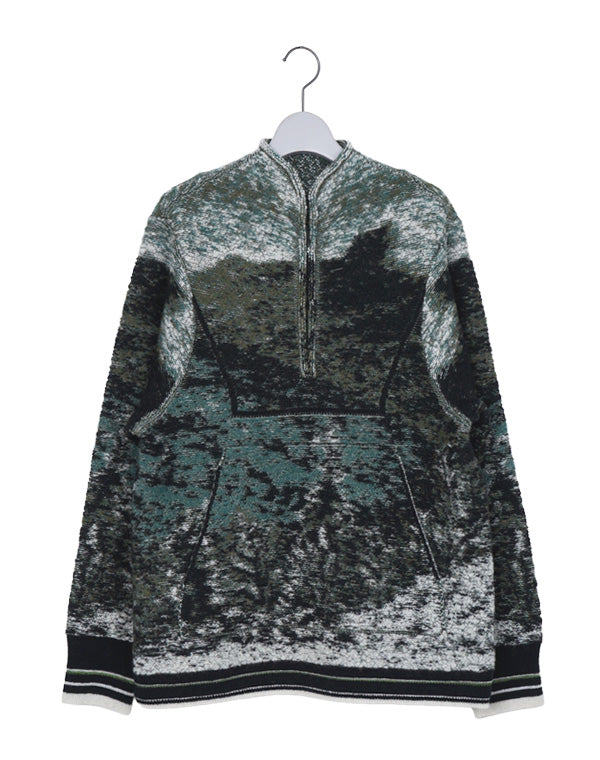 Mame Kurogouchi マメ クロゴウチ｜Pile Jacquard Half Zip Knit Top