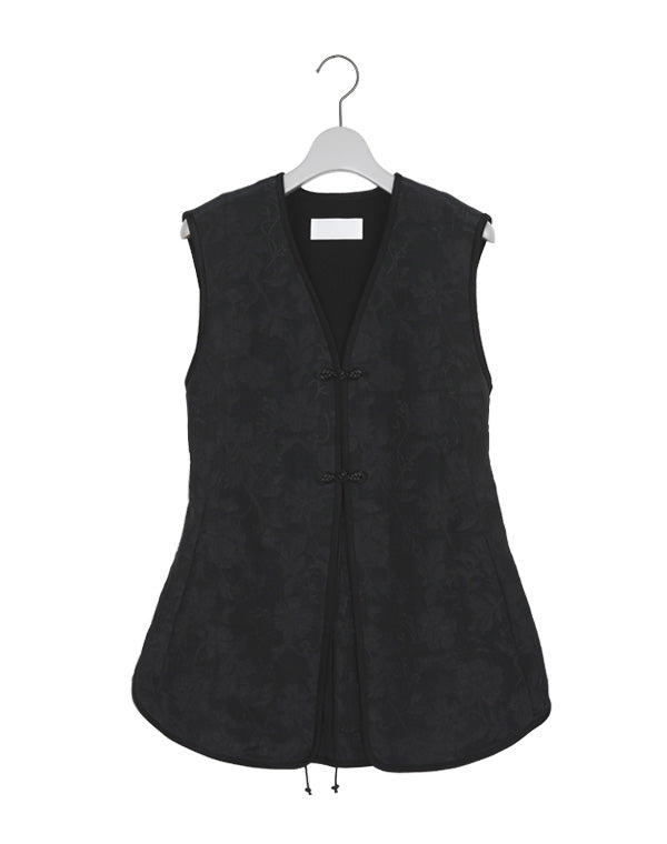 Mame Kurogouchi / Raised Jacquard Frog Button Vest / MM26SS-SH042