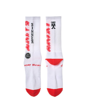 SAINT Mxxxxxx / SM-MK8-0000-106/SOCKS/SAINT/WHITE+RED – satoseni