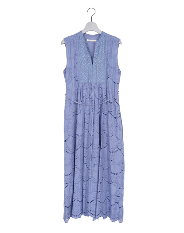 neQuittez pas ヌキテパ｜Cotton Voile Dot Hemla No Sleeve Dress