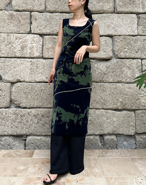 
                  
                    Load image into Gallery viewer, &amp;quot;Kintsugi&amp;quot; Velour Jersey Square Neck Sleeveless Dress / 303165242006
                  
                