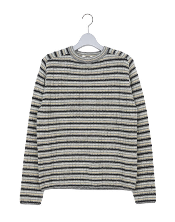 SHETLAND WOOL CASHMERE RIB KNIT P/O / 301192252002 – satoseni