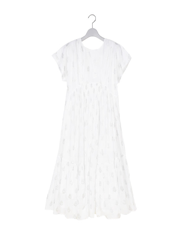 Cotton Voile Foil Flower Print Sleeveless Dress / 303237241008