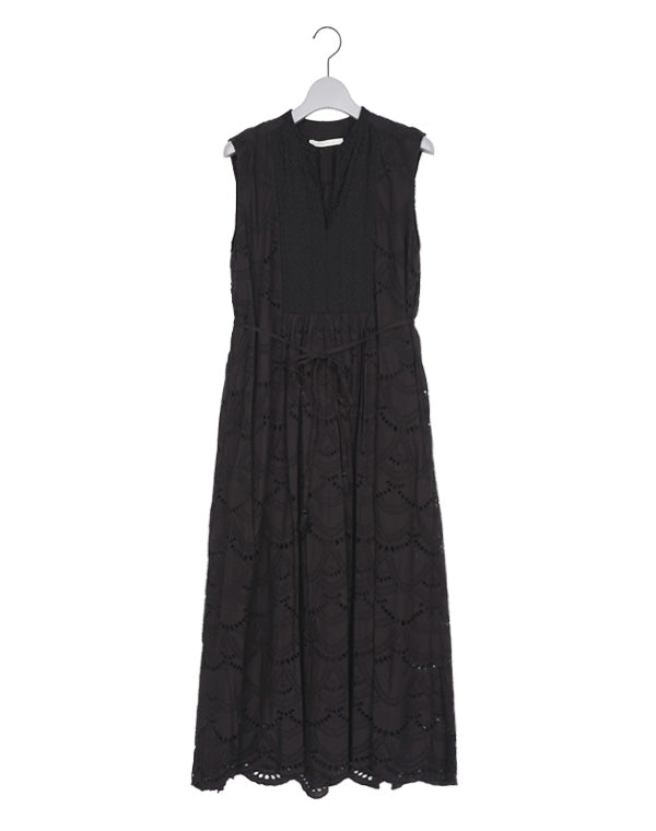 neQuittez pas ヌキテパ｜Cotton Voile Dot Hemla No Sleeve Dress