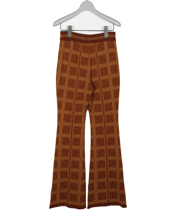 
                  
                    Load image into Gallery viewer, Multi Plaid Geometric Knit Trousers / 316165231001
                  
                