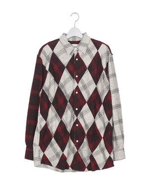 
                  
                    Load image into Gallery viewer, Diamond Patcwork Flannel Shirt / 311846242002
                  
                