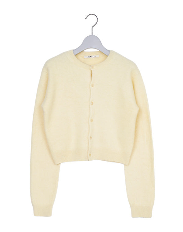 AURALEE / GARMENT-DYED BABY ALPACA FUR KNIT CREW-NECK CARDIGAN