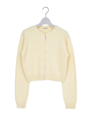 AURALEE / GARMENT-DYED BABY ALPACA FUR KNIT CREW-NECK CARDIGAN