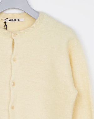 AURALEE / GARMENT-DYED BABY ALPACA FUR KNIT CREW-NECK CARDIGAN