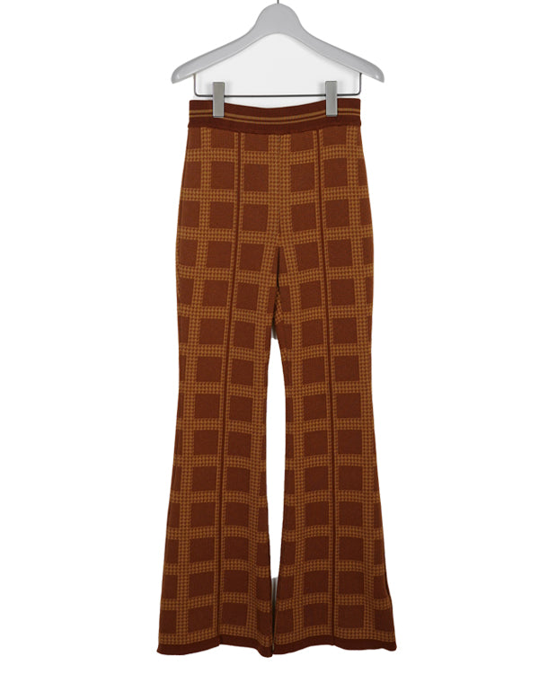 Multi Plaid Geometric Knit Trousers / 316165231001