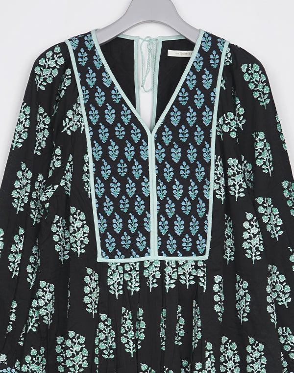 
                  
                    Load image into Gallery viewer, Cotton Voile Ethnic Combination Print Gather Dress / 303237252006
                  
                