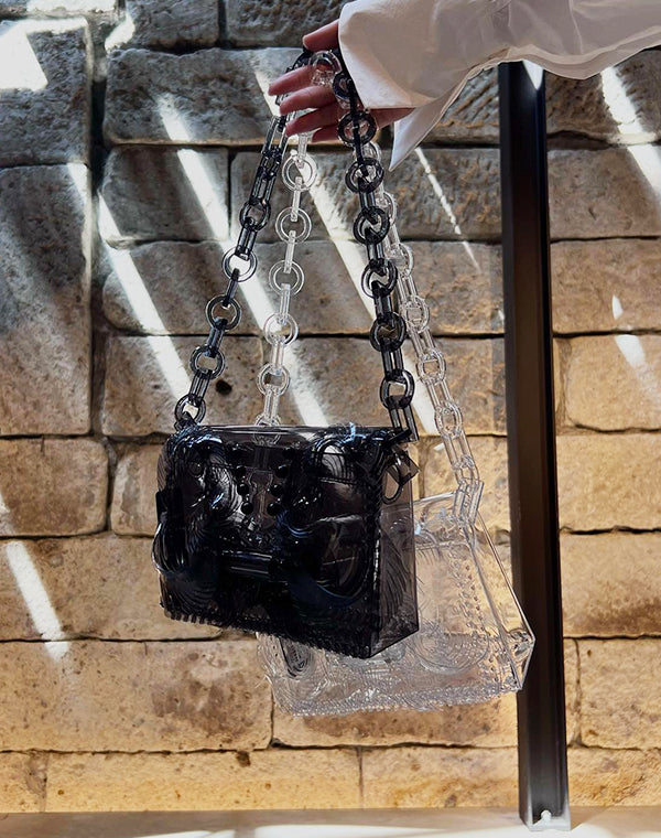 
                  
                    Load image into Gallery viewer, Transparent Sculptural Mini Chain Bag / 335165232001
                  
                