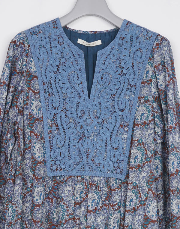 
                  
                    Load image into Gallery viewer, Cotton Organza Paisley Dance Lace Yoke Dress / 303237252003
                  
                