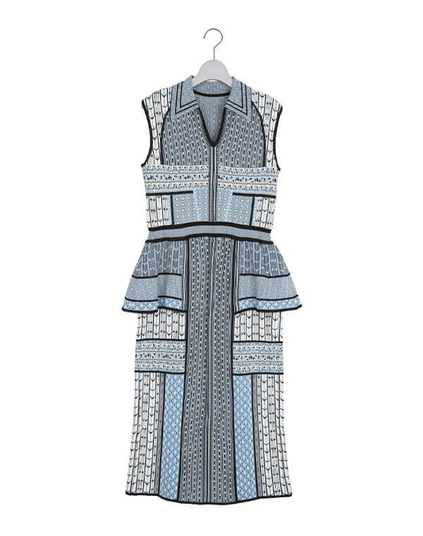 Mame Kurogouchi マメ クロゴウチ｜Geometric Pattern Knitted Dress