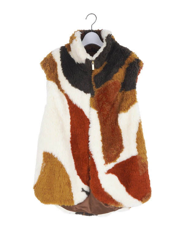 【SALE】Sliver Knitted Fluffy Wool Vest / 309165232001