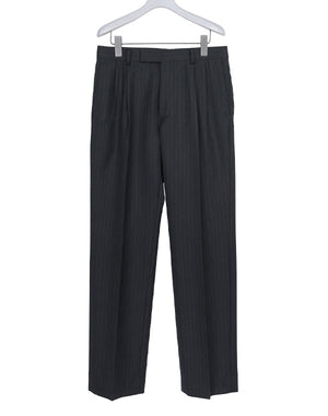 BLUEFACED WOOL TWO-TUCK SLACKS / 315192252003 – satoseni