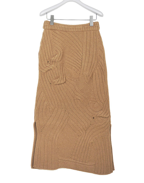 スカート Basket Motif Cable Stitch Knitted Skirt Mame Kurogouchi - Basket Motif Cable Stitch Knitted Skirt