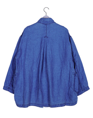 
                  
                    Load image into Gallery viewer, INDIGO LINEN CHINESE JACKET / 313861231006
                  
                