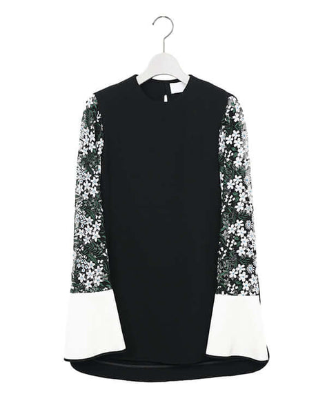 Mame Kurogouchi マメ クロゴウチ｜Floral Lace-Sleeve Classic Top
