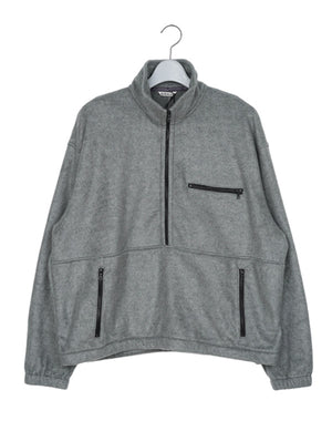 AURALEE / MEN PURE SILK COMFORT FLEECE HALF ZIP P/O / A25AP02SF