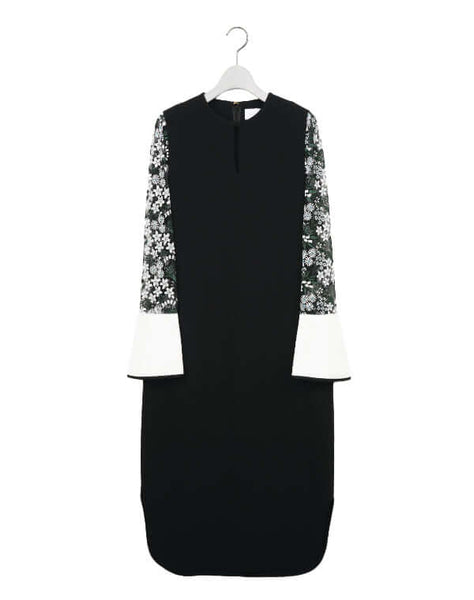 Floral Lace-Sleeve Classic Dress / 303165251005 – satoseni online