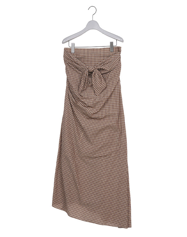 AURALEE オーラリー｜AIRY LIGHT COTTON CHECK STRAPLESS DRESS