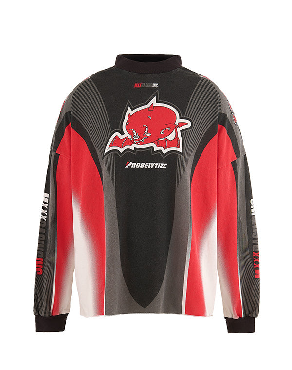 SAINT MICHAEL セントマイケル 25AW SM-HR1-0000-039 MORTOR CYCLE LS TEE モーターサイクル フロントプリント 長袖カットソー グレー系 OS【極上美品】【中古】 SAINT Mxxxxxx セントマイケル｜LS TEE/MORTOR CYCLE/WHITE SM-HR1